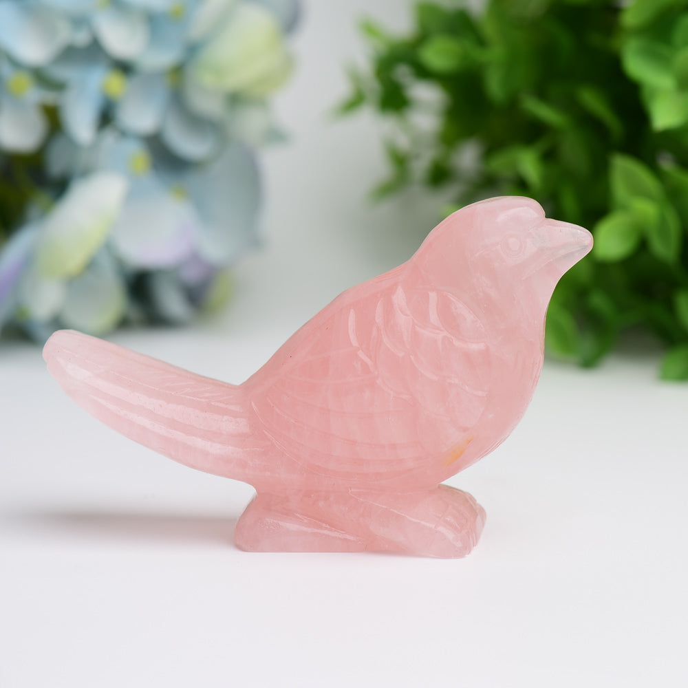 3.5" Rose Quartz Bird Crystal Carving Bulk Wholesale Wholesale Crystals USA