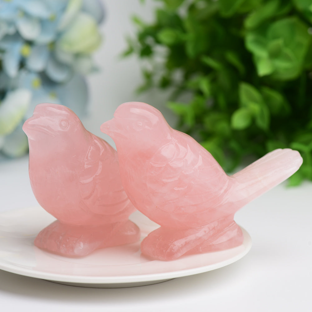 3.5" Rose Quartz Bird Crystal Carving Bulk Wholesale Wholesale Crystals USA