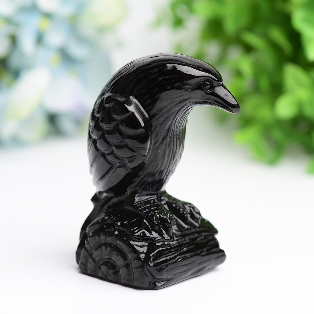 3.3" Black Obsidian Raven Bird Crystal Carving Free Form Bulk Wholesale Wholesale Crystals USA