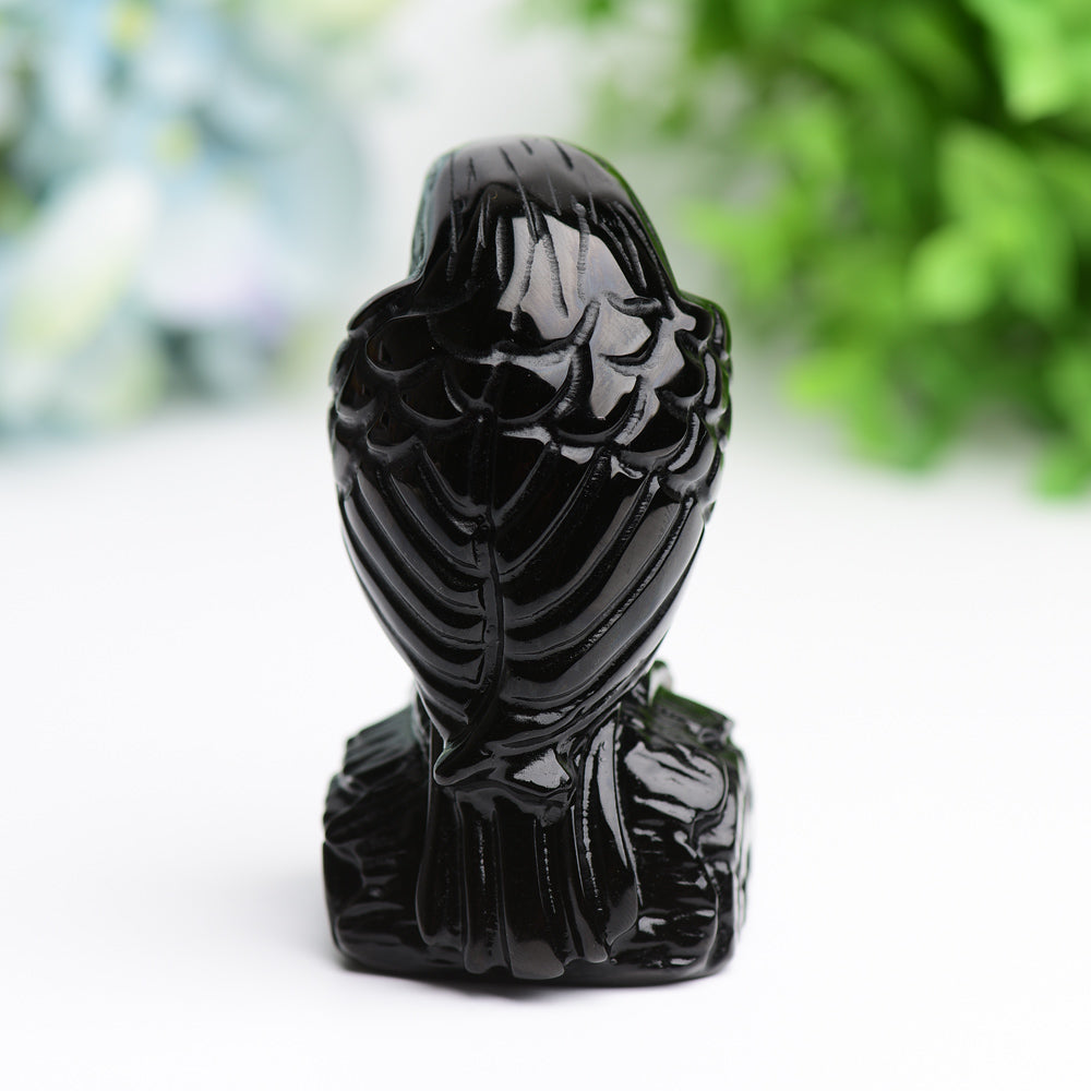 3.3" Black Obsidian Raven Bird Crystal Carving Free Form Bulk Wholesale Wholesale Crystals USA