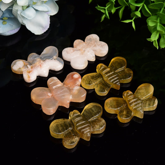 2.1“ Yellow Fluorite Flower Agate Bee Crystal Carving Bulk Wholesale Wholesale Crystals USA