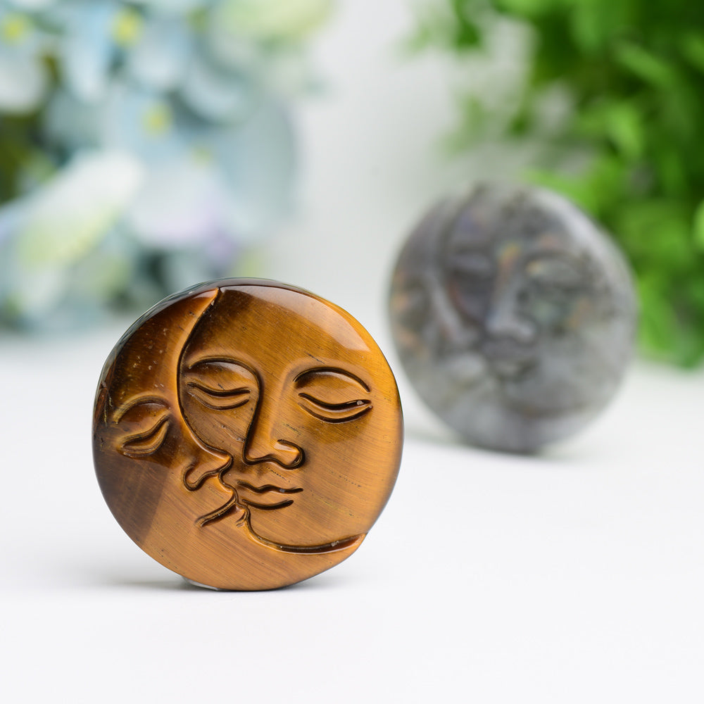 1.8" Moon and Sun Face Crytsal Carving Bulk Wholesale Wholesale Crystals USA