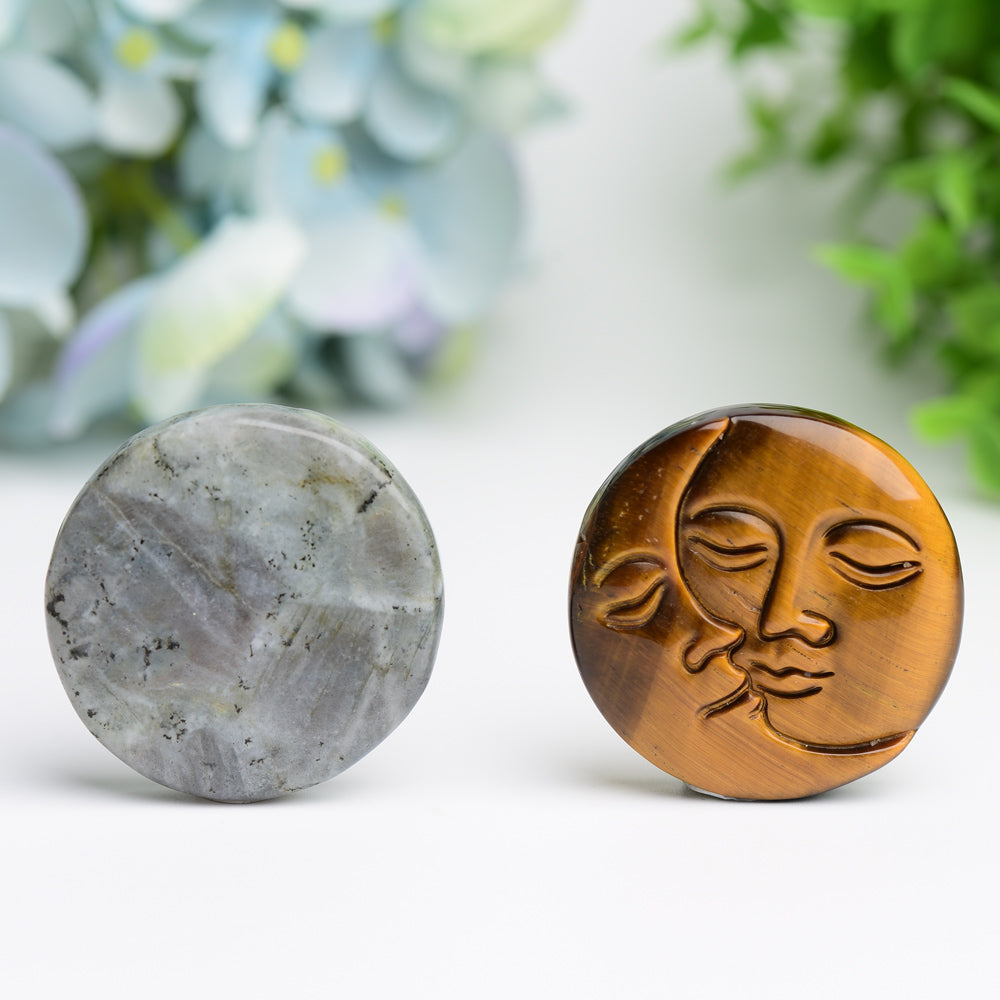 1.8" Moon and Sun Face Crytsal Carving Bulk Wholesale Wholesale Crystals USA