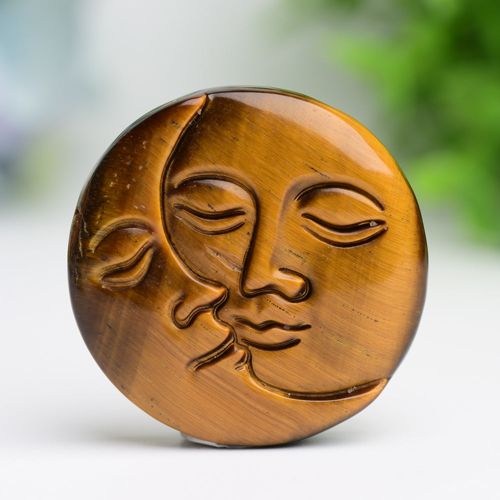 1.8" Moon and Sun Face Crytsal Carving Bulk Wholesale Wholesale Crystals USA