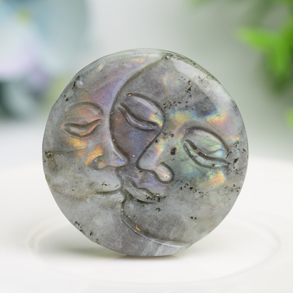 1.8" Moon and Sun Face Crytsal Carving Bulk Wholesale Wholesale Crystals USA