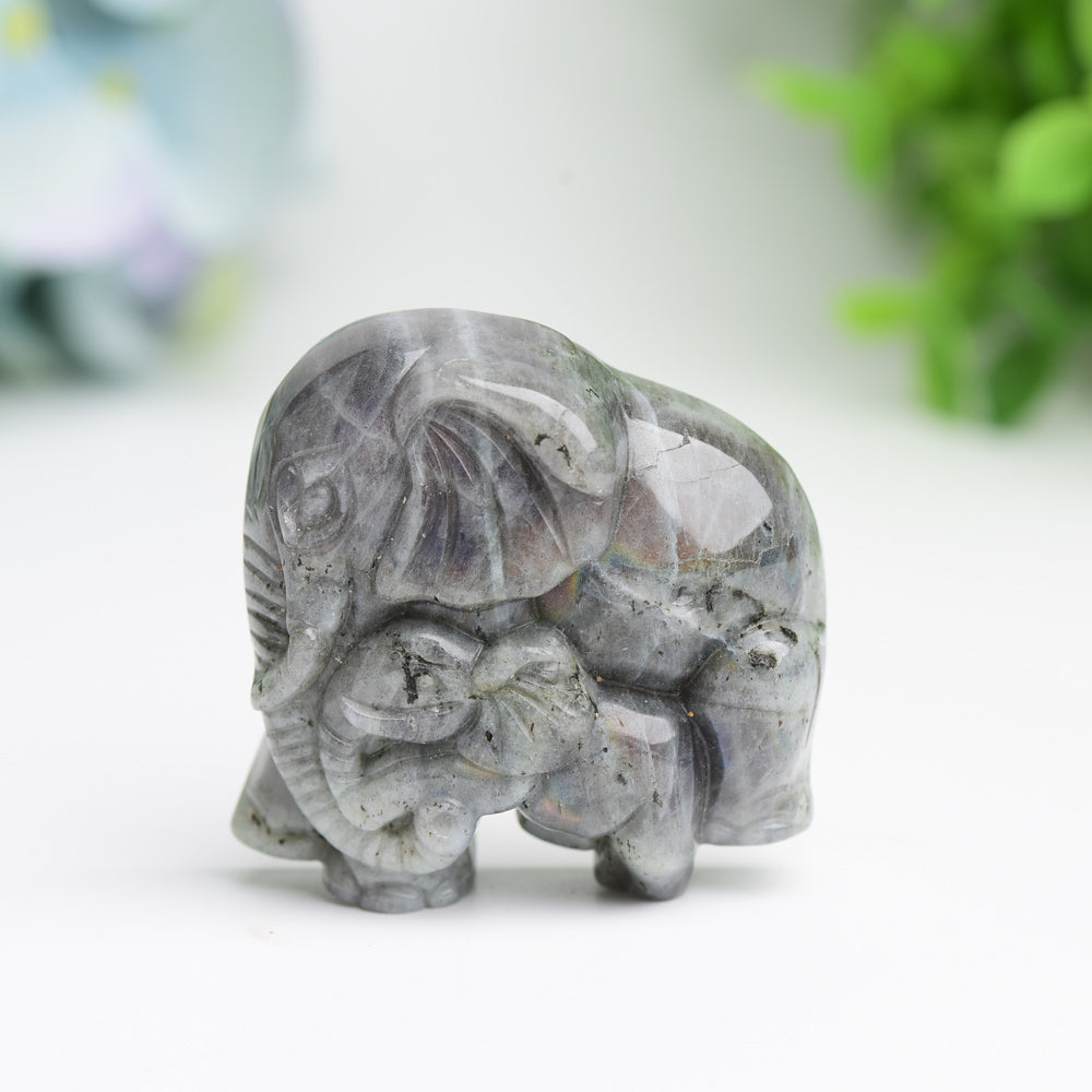 1.85" Mother & Baby Elephant Crystal Carving Bulk Wholesale Wholesale Crystals USA