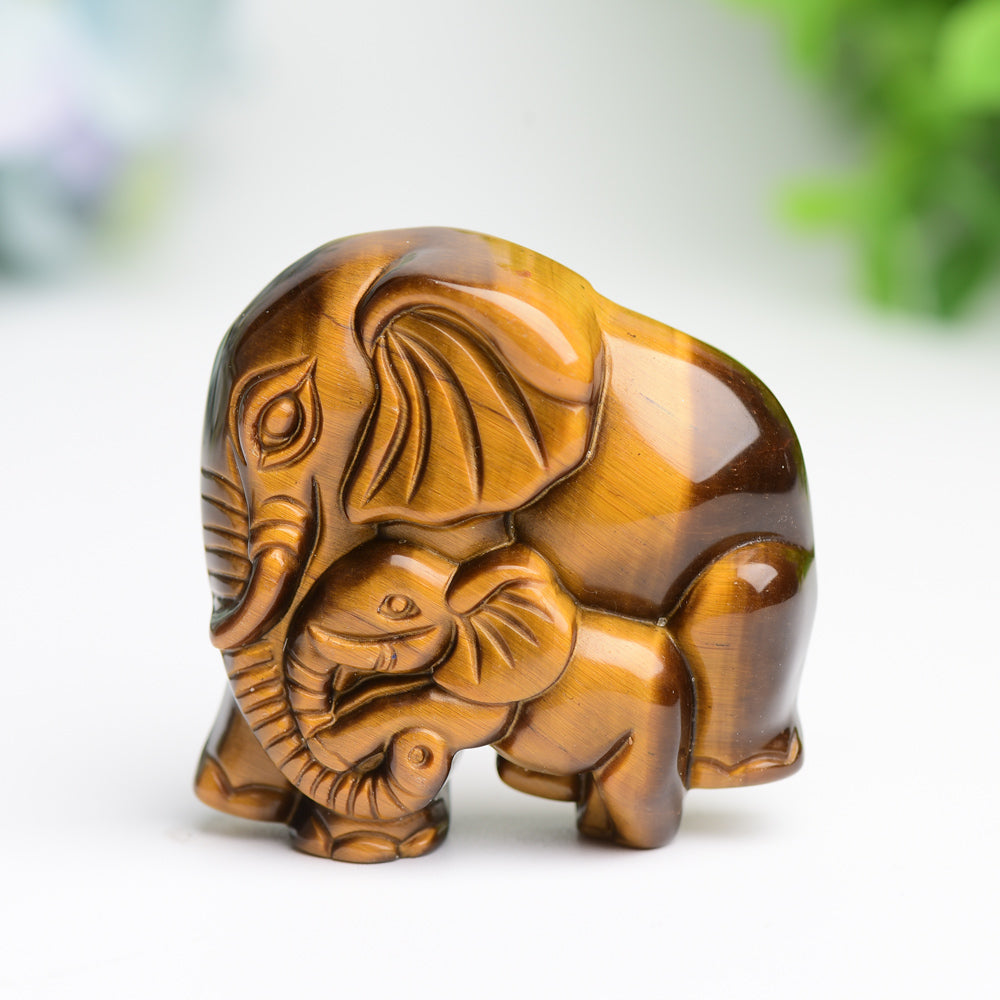 1.85" Mother & Baby Elephant Crystal Carving Bulk Wholesale Wholesale Crystals USA