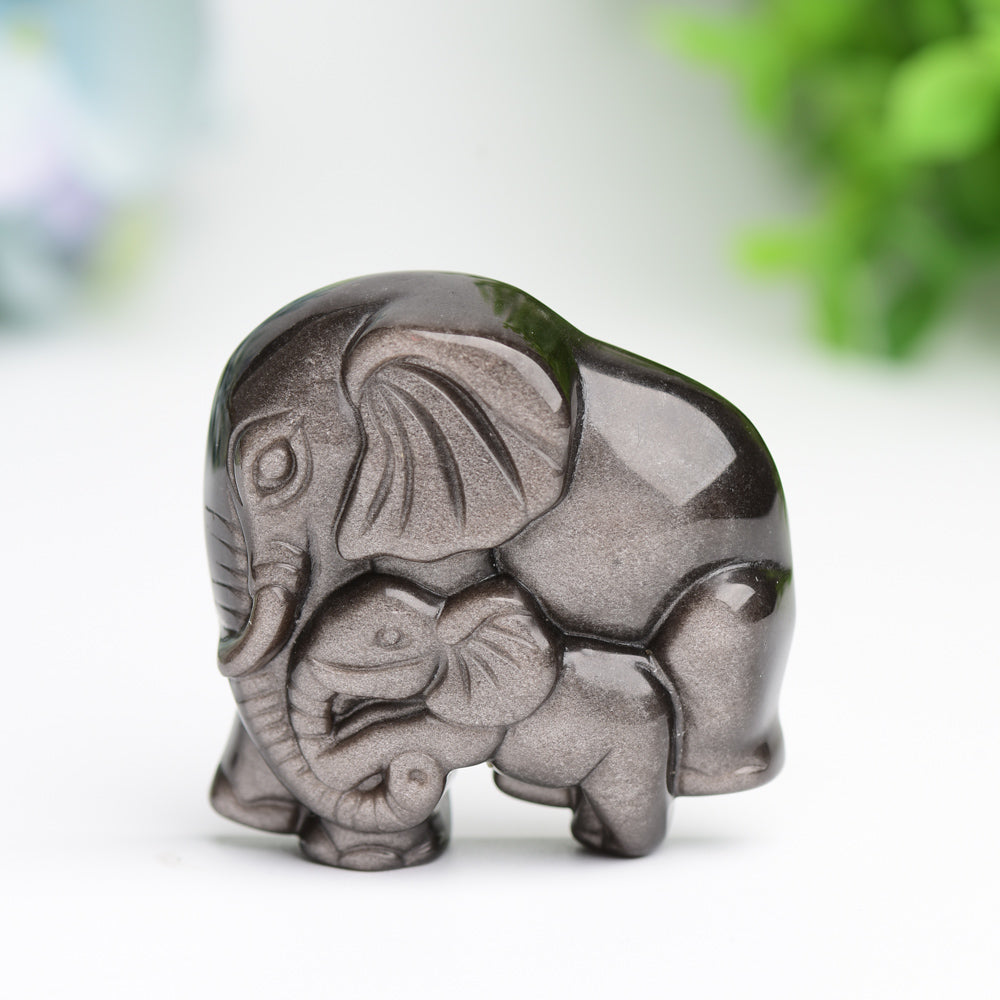 1.85" Mother & Baby Elephant Crystal Carving Bulk Wholesale Wholesale Crystals USA