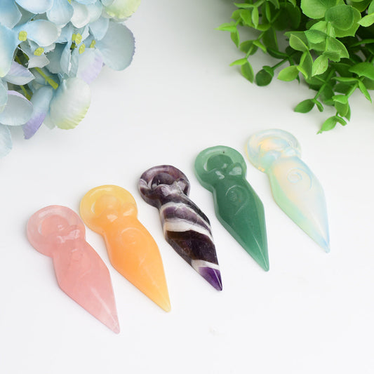 3.2" Mixed Crystal Flat Goddess Crystal Carving Bulk Wholesale Wholesale Crystals USA