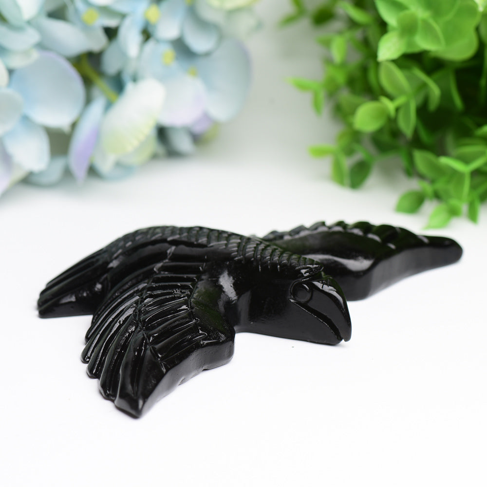 6.0" Black Obsidian Bird Crystal Carving Bulk Wholesale Wholesale Crystals USA