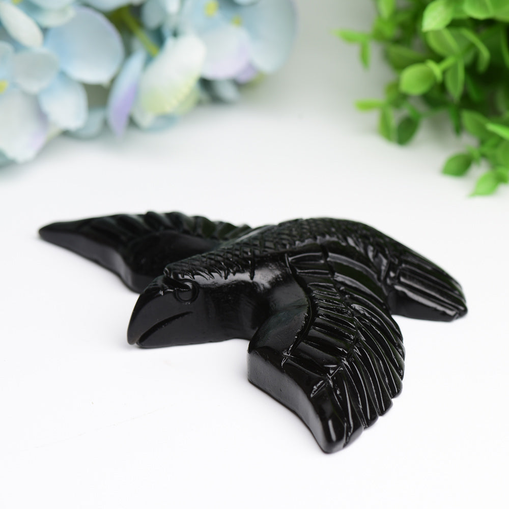 6.0" Black Obsidian Bird Crystal Carving Bulk Wholesale Wholesale Crystals USA