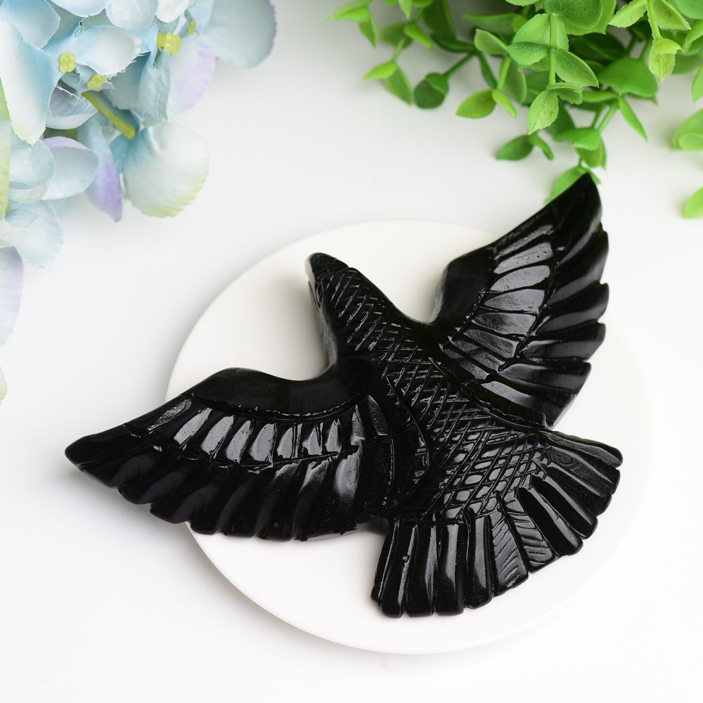 6.0" Black Obsidian Bird Crystal Carving Bulk Wholesale Wholesale Crystals USA