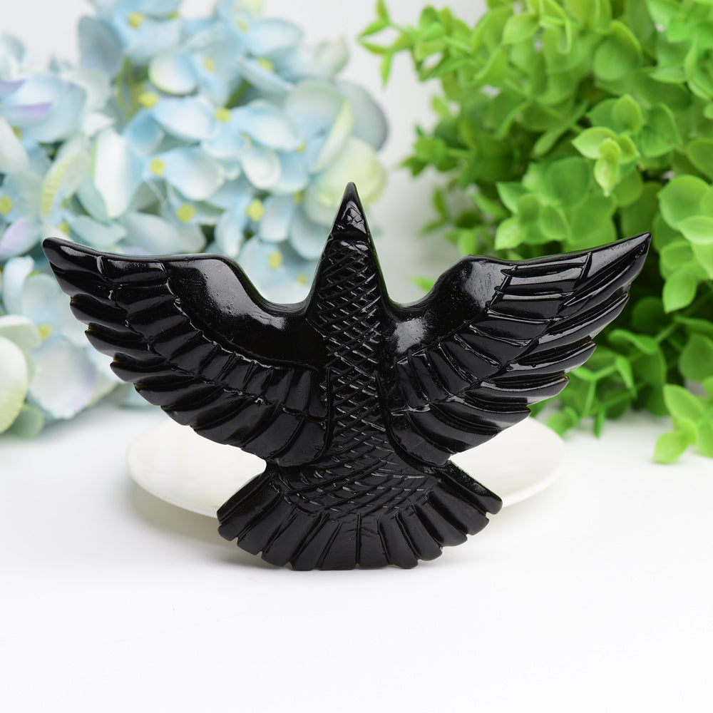 6.0" Black Obsidian Bird Crystal Carving Bulk Wholesale Wholesale Crystals USA