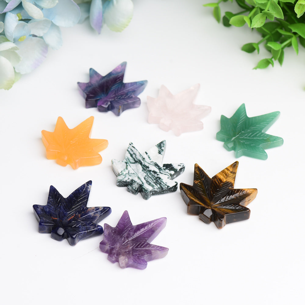 1.7" Mixed Crystal Maple Leaf Crystal Carving Bulk Wholesale Wholesale Crystals USA