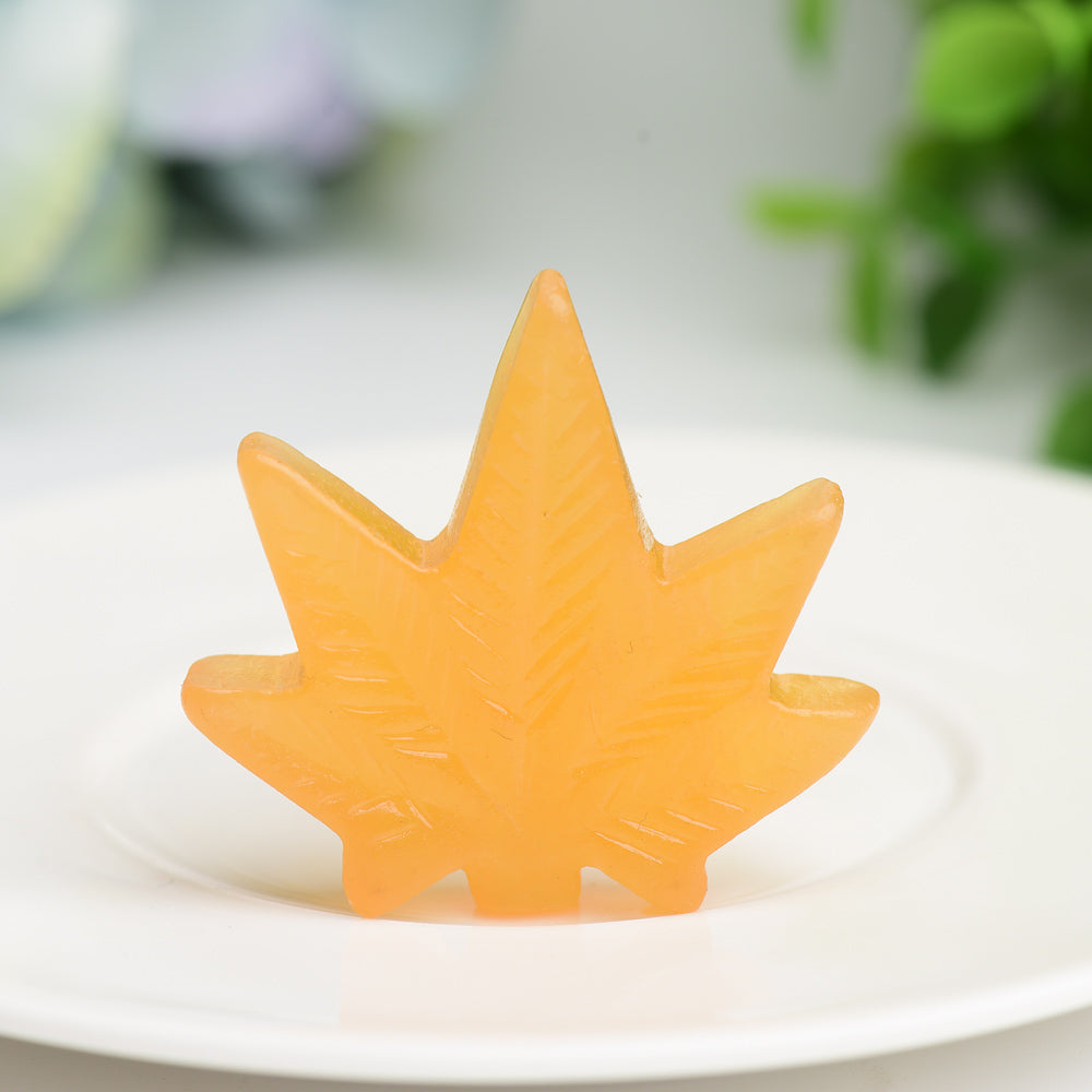 1.7" Mixed Crystal Maple Leaf Crystal Carving Bulk Wholesale Wholesale Crystals USA