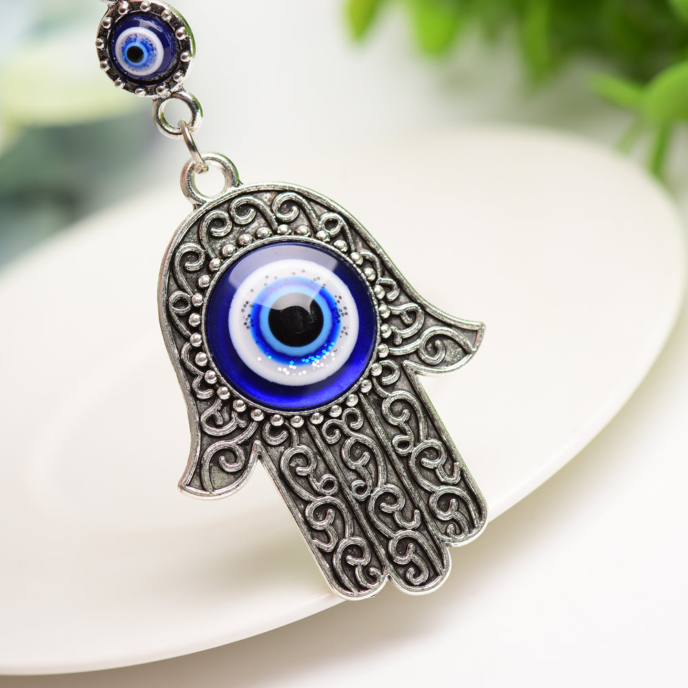 Metal Hand Shape with Evil's Eye Key Chain Bulk wholesale  Crystals USA