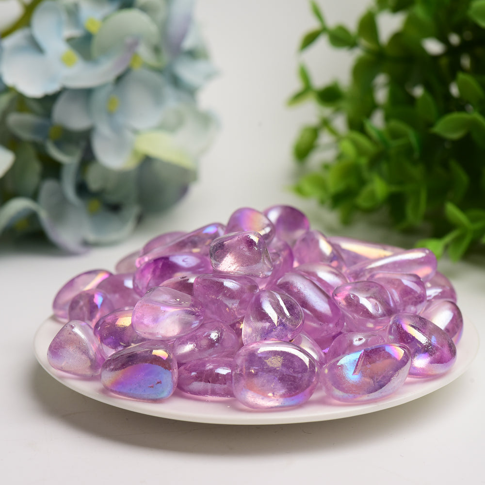 15-30mm Aura Amethyst Crystal Tumbles Bulk Wholesale  Crystals USA