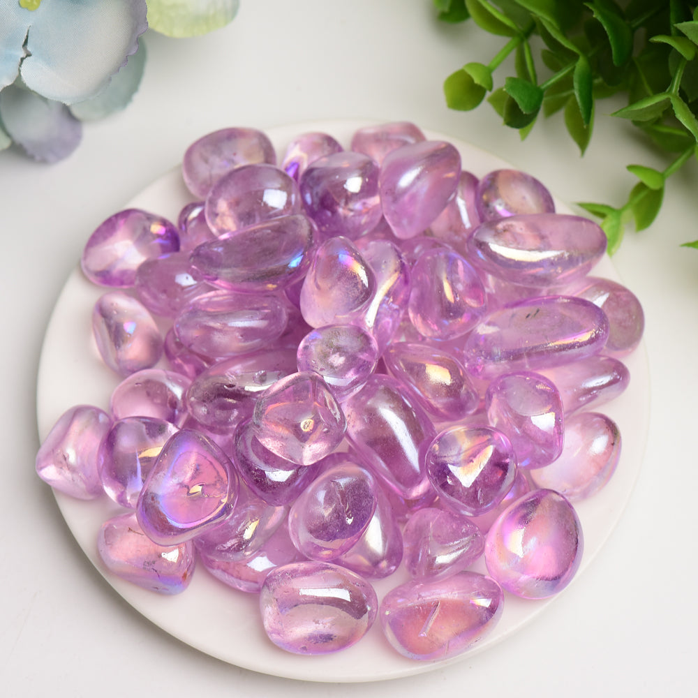 15-30mm Aura Amethyst Crystal Tumbles Bulk Wholesale  Crystals USA