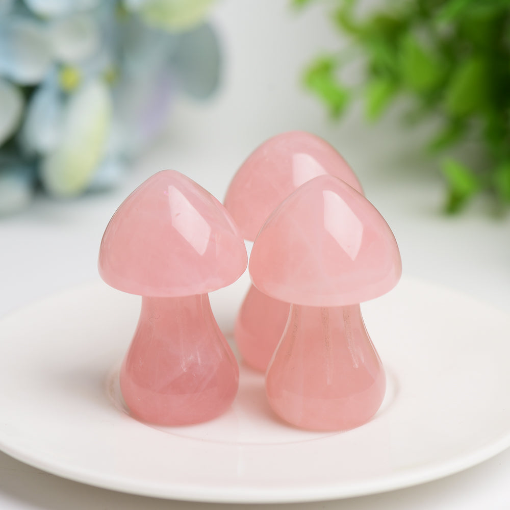 2.0" Rose Quartz Mushroom Crystal Carving Bulk Wholesale Wholesale Crystals USA