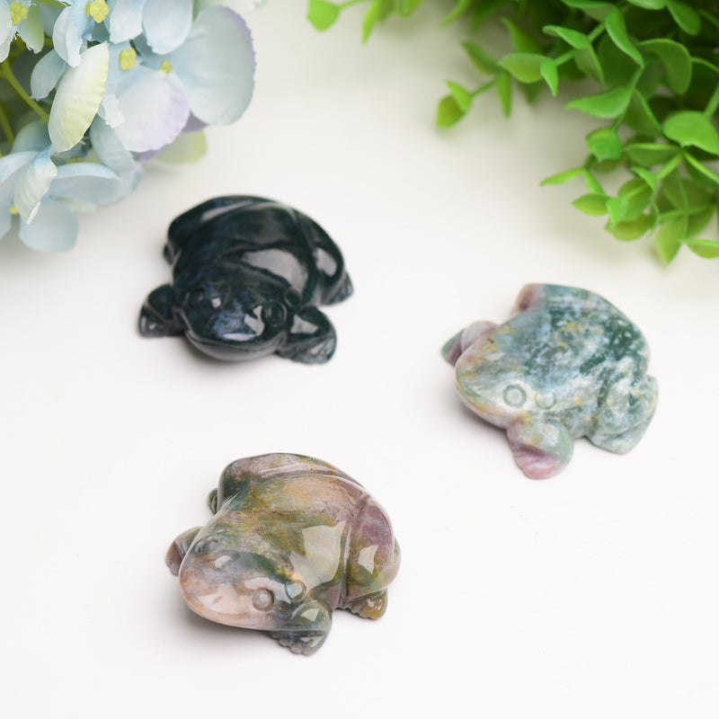 2.0" Moss Agate Frog Crystal Carving Bulk Wholesale Wholesale Crystals USA