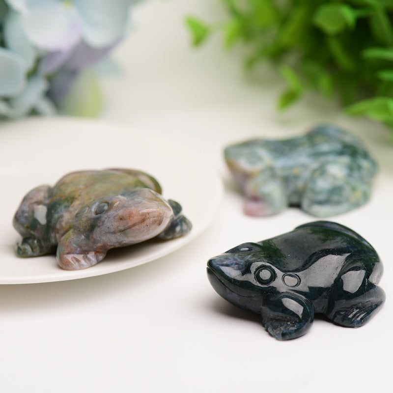 2.0" Moss Agate Frog Crystal Carving Bulk Wholesale Wholesale Crystals USA