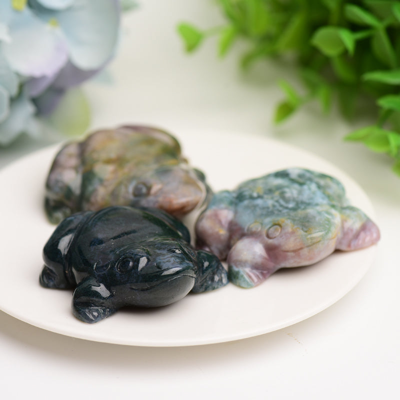 2.0" Moss Agate Frog Crystal Carving Bulk Wholesale Wholesale Crystals USA