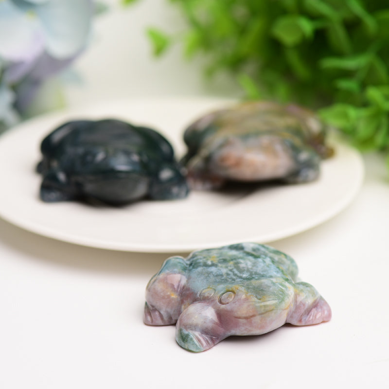 2.0" Moss Agate Frog Crystal Carving Bulk Wholesale Wholesale Crystals USA