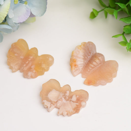 1.9" Flower Agate Butterfly Crystal Carving Bulk Wholesale Wholesale Crystals USA