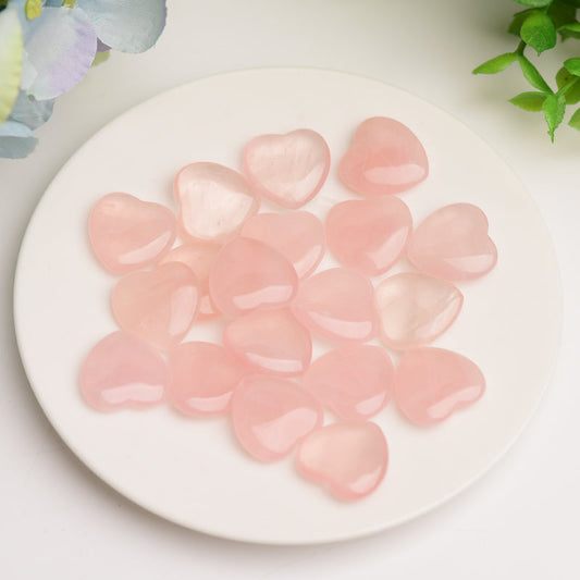 0.8" Mini Rose Quartz Heart Crystal Carving Bulk Wholesale Wholesale Crystals USA