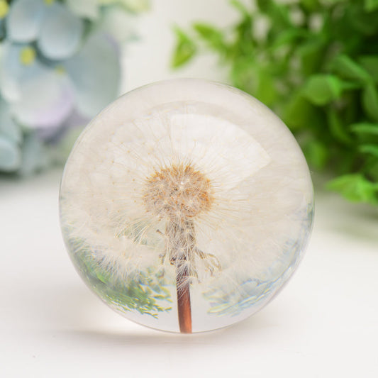 2.6" Resin Sphere with Dandelion Inside Bulk Wholesale Wholesale Crystals USA