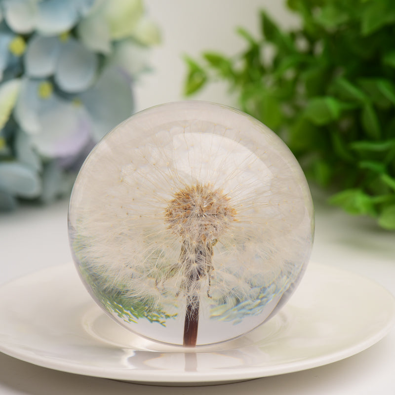 2.6" Resin Sphere with Dandelion Inside Bulk Wholesale Wholesale Crystals USA