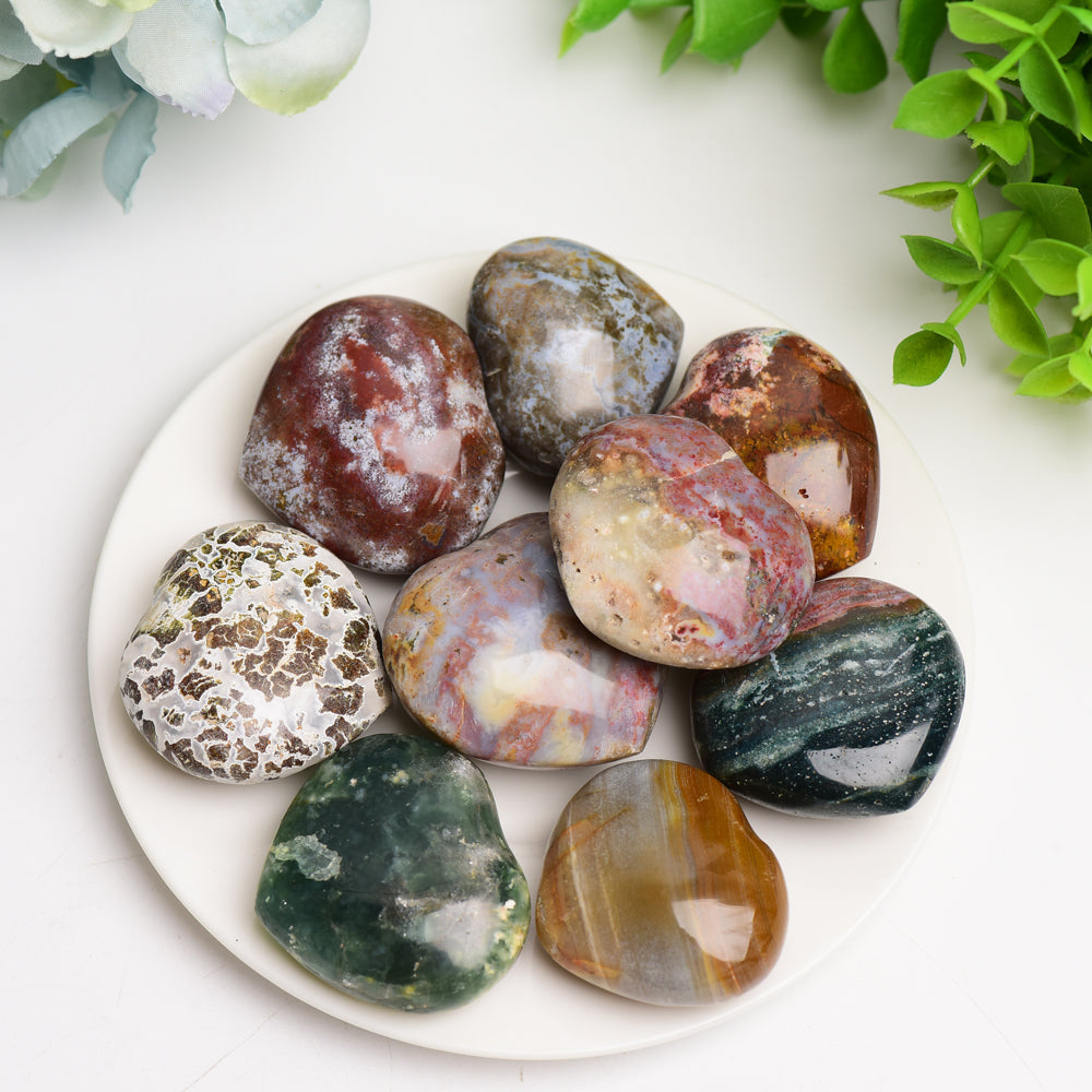 1.6" Ocean Jasper Heart Crystal Carving Bulk Wholesale  Crystals USA