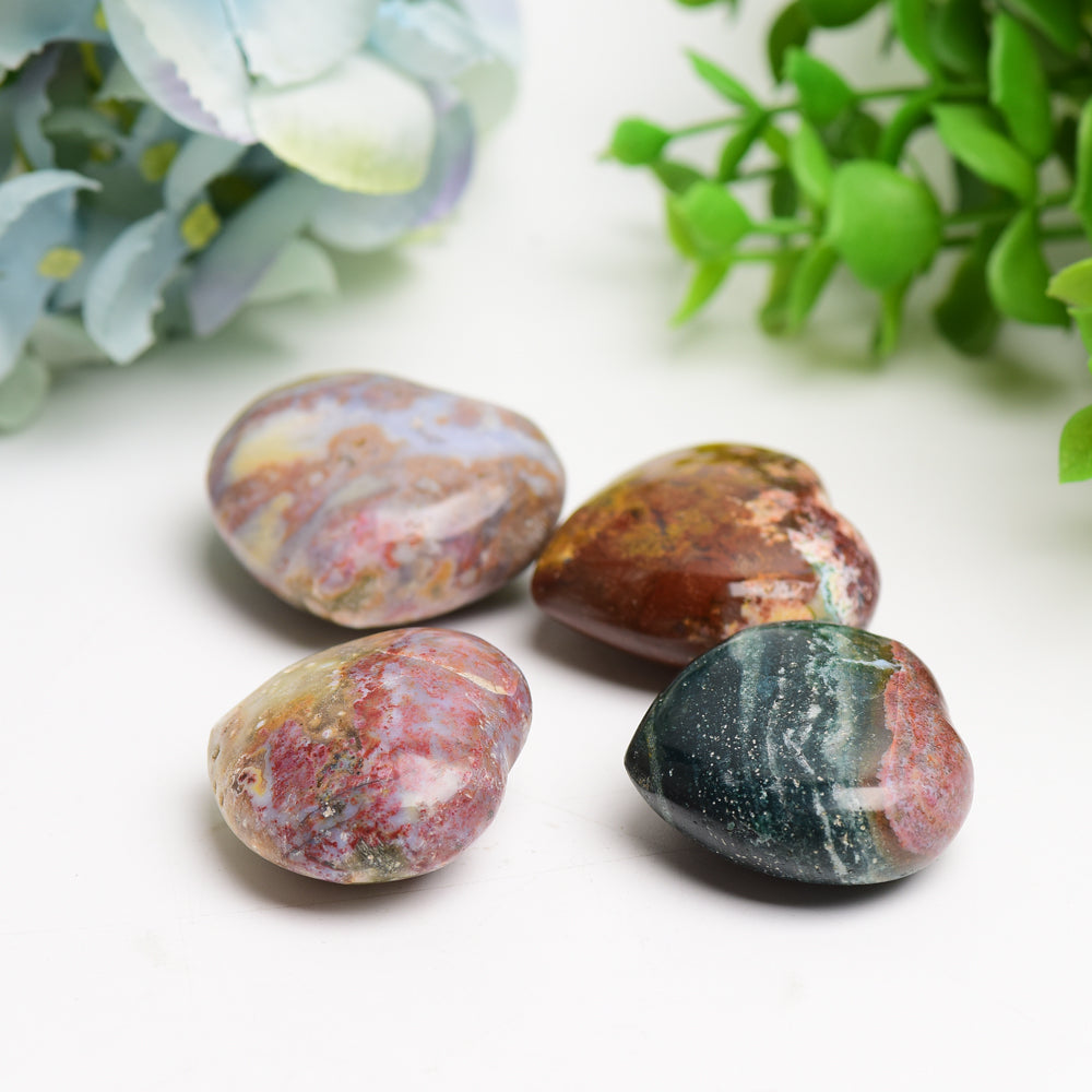 1.6" Ocean Jasper Heart Crystal Carving Bulk Wholesale  Crystals USA