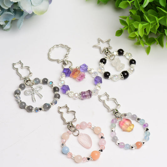 Mixed Crystal Bag Hanging Keychain with Decor Bulk Wholesale  Crystals USA