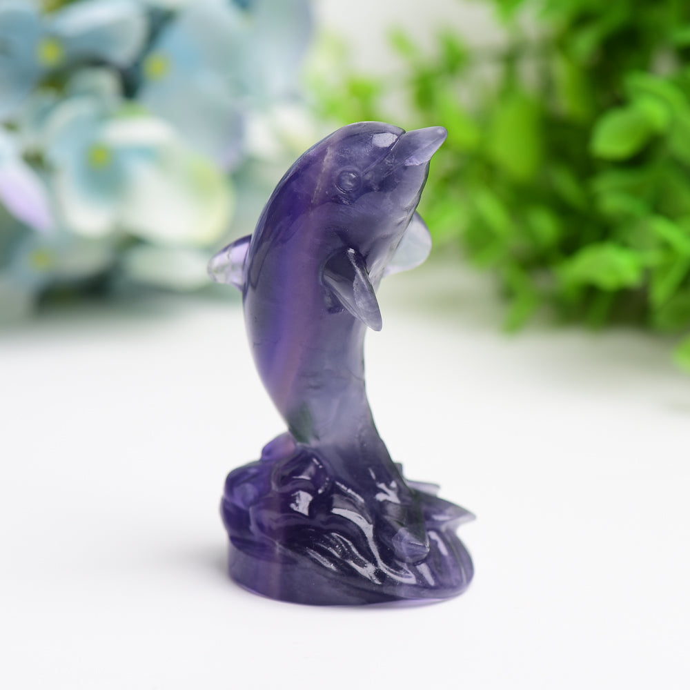 3.5" Fluorite Dolphin Crystal Carving Free Form Bulk Wholesale Wholesale Crystals USA