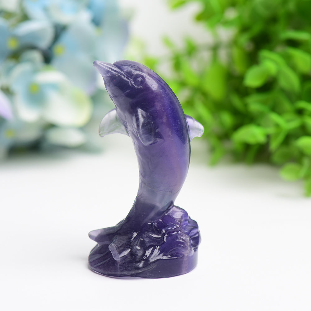 3.5" Fluorite Dolphin Crystal Carving Free Form Bulk Wholesale Wholesale Crystals USA