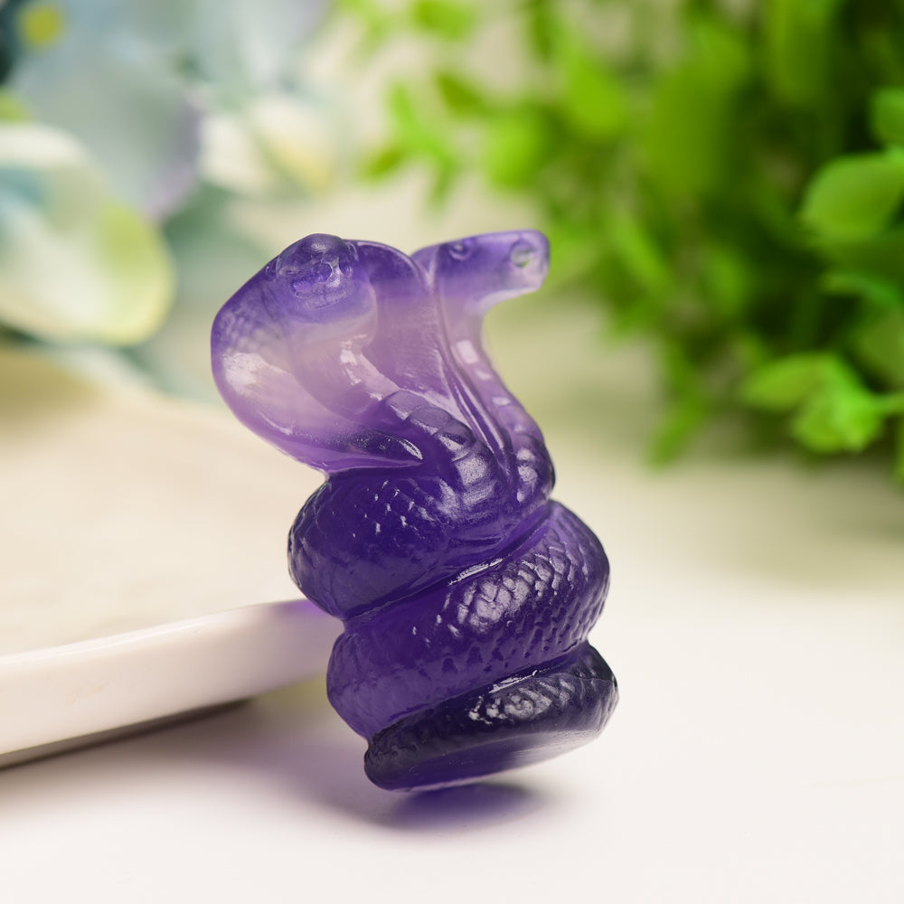 2.2" Fluorite Double Head Snake Crystal Carving Bulk Wholesale Wholesale Crystals USA