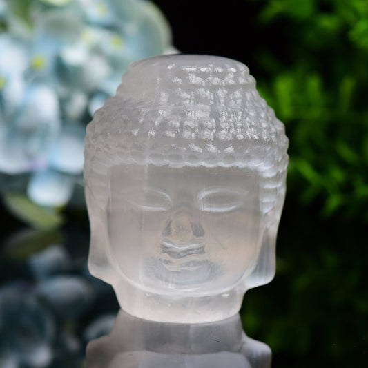 3.3" Selenite Carving Buddha Head Free Form Bulk Wholesale Wholesale Crystals USA