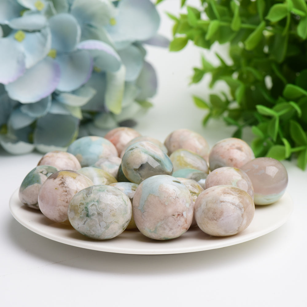 Green Flower Agate Crystal Tumbles Bulk Wholesale Wholesale Crystals USA