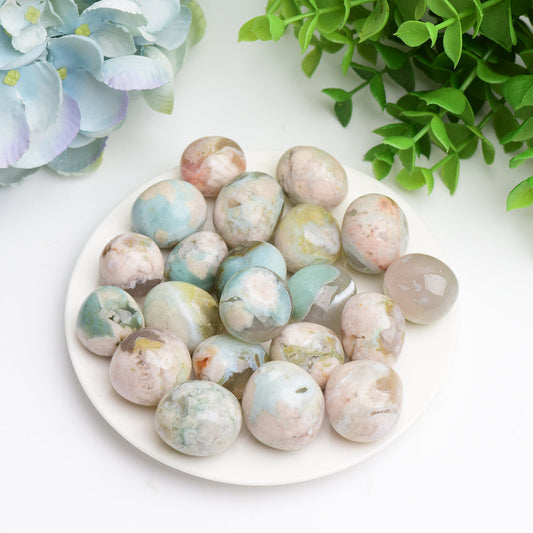 Green Flower Agate Crystal Tumbles Bulk Wholesale Wholesale Crystals USA