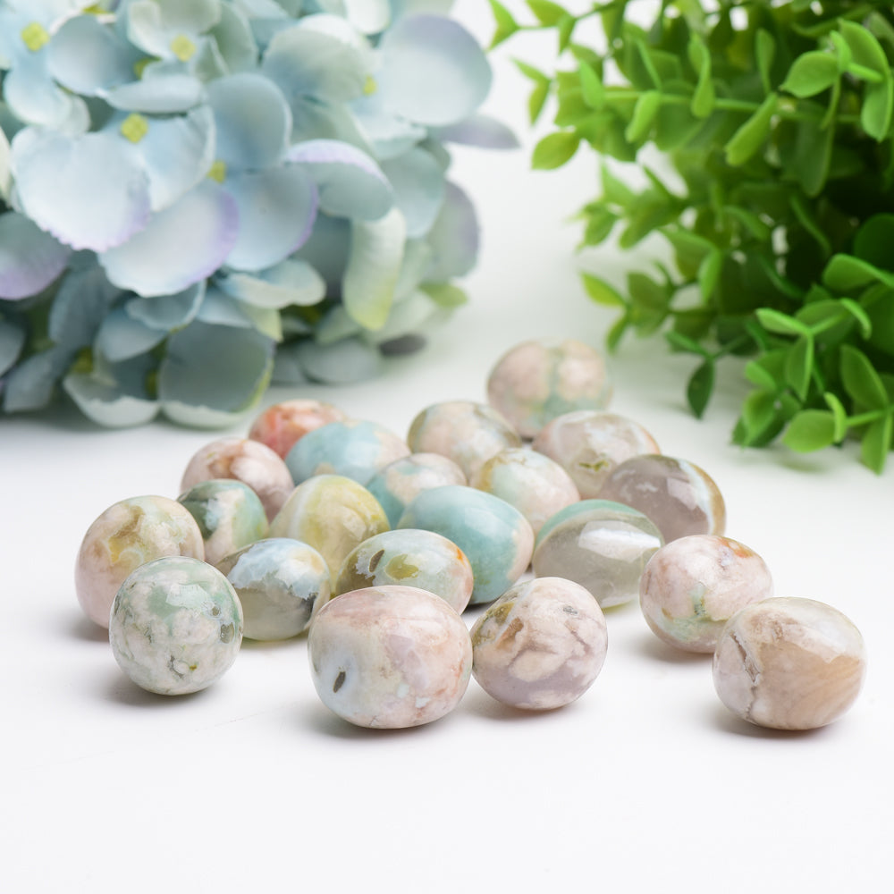 Green Flower Agate Crystal Tumbles Bulk Wholesale Wholesale Crystals USA