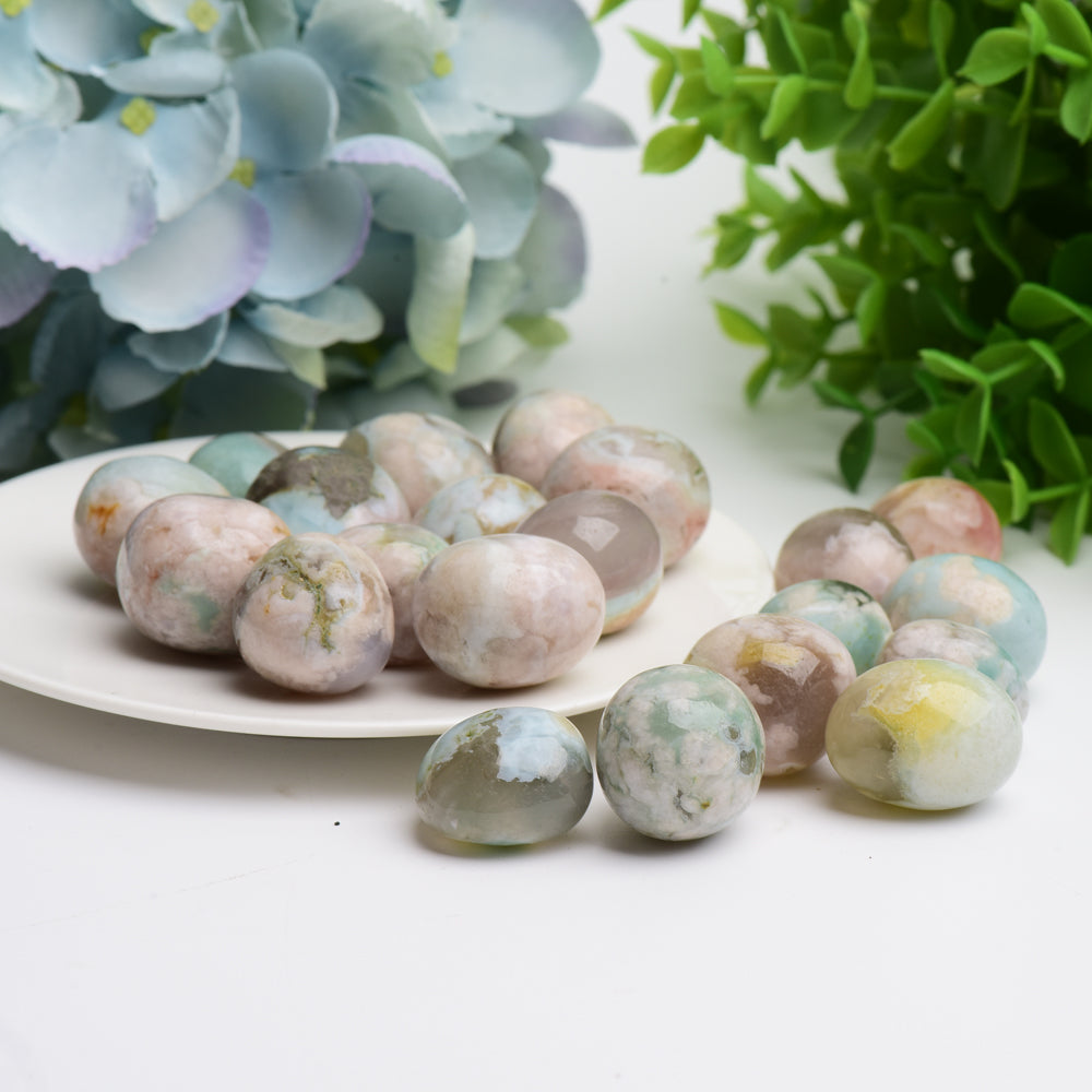 Green Flower Agate Crystal Tumbles Bulk Wholesale Wholesale Crystals USA