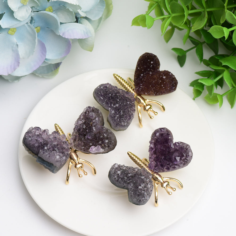 2.1" Amethyst Cluster Butterfly Design Free Form Bulk Wholesale Wholesale Crystals USA