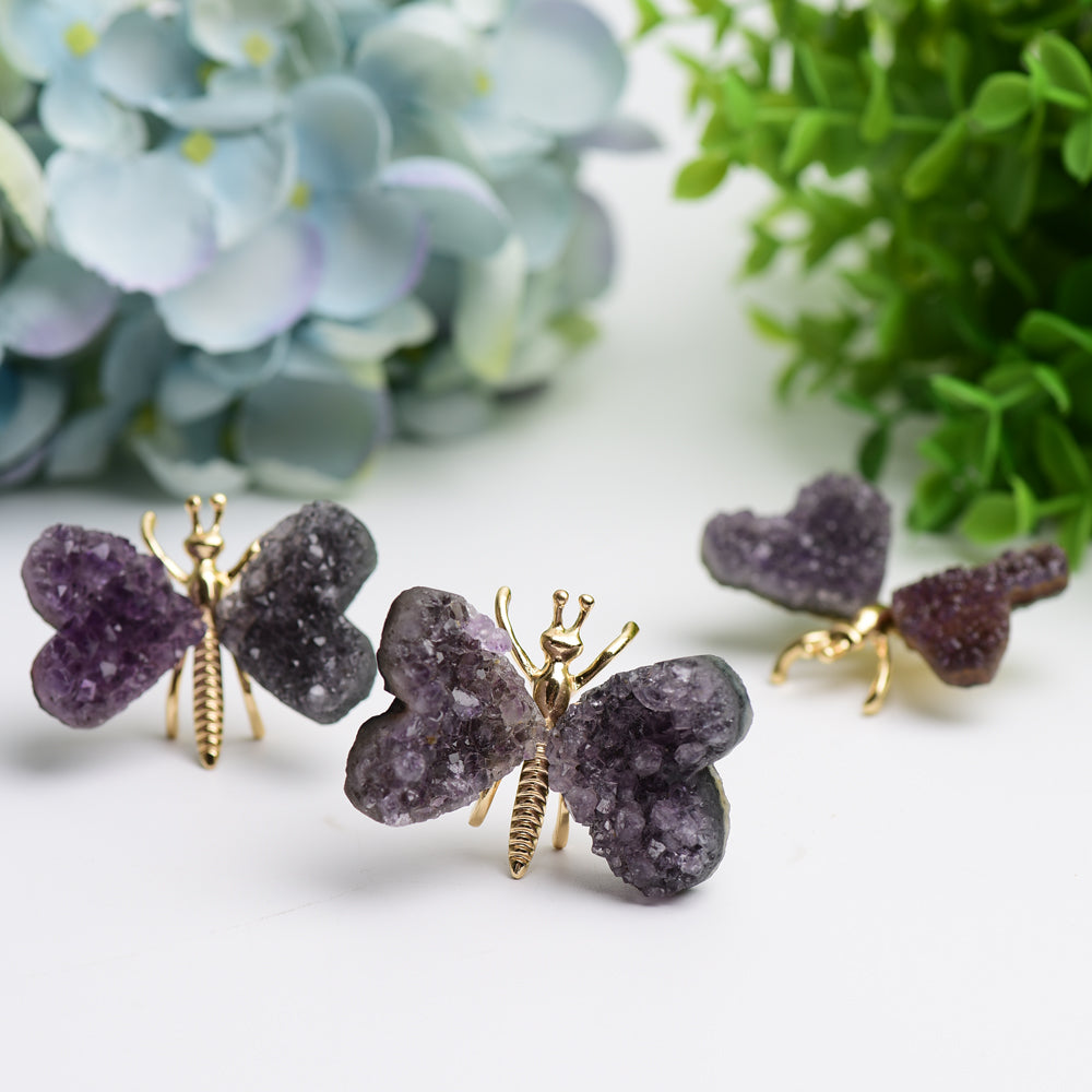 2.1" Amethyst Cluster Butterfly Design Free Form Bulk Wholesale Wholesale Crystals USA