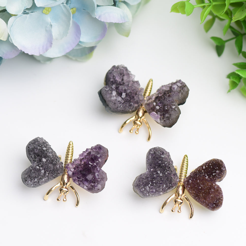 2.1" Amethyst Cluster Butterfly Design Free Form Bulk Wholesale Wholesale Crystals USA