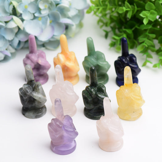 2.7" Mixed Crystal Middle Finger Gesture Crytsal Carving Bulk Wholesale Wholesale Crystals USA