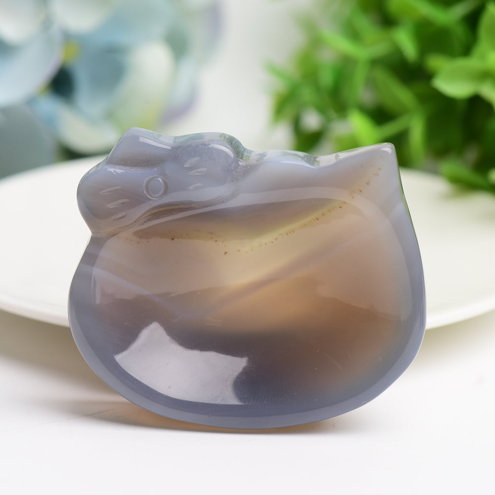 2.5" Agate Hello Kitty Bowl Crystal Carving Bulk Wholesale  Crystals USA