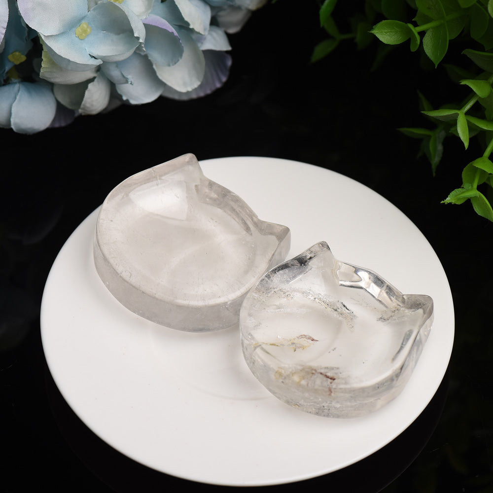 2.0"-3.5" Clear Quartz Cat Head Bowl Crystal Carving Bulk Wholesale Wholesale Crystals USA