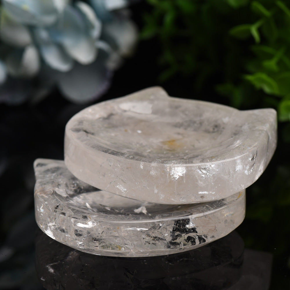 2.0"-3.5" Clear Quartz Cat Head Bowl Crystal Carving Bulk Wholesale Wholesale Crystals USA