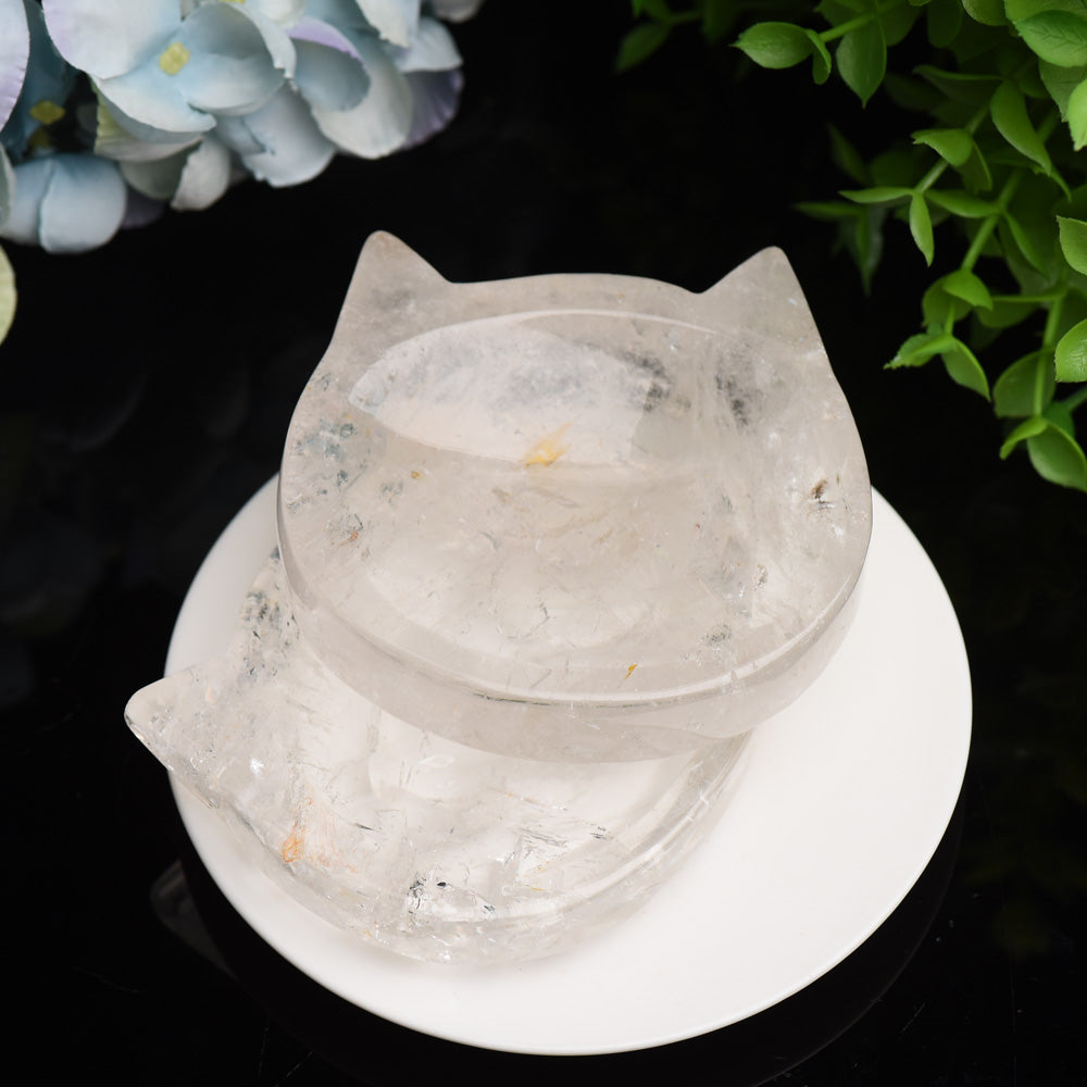 2.0"-3.5" Clear Quartz Cat Head Bowl Crystal Carving Bulk Wholesale Wholesale Crystals USA